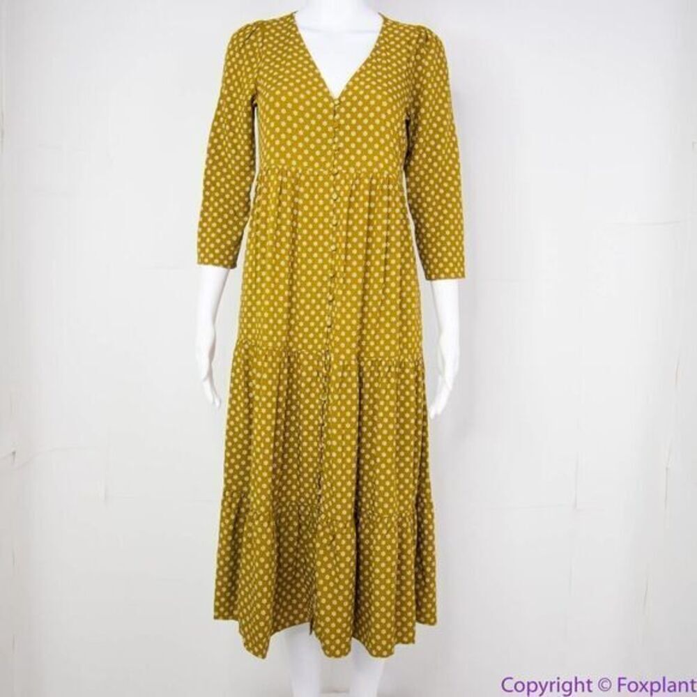 NEW Madewell V-Neck Tiered Button-Front Midi Dress in Daisies‎ Forever, 00 - Picture 14 of 16
